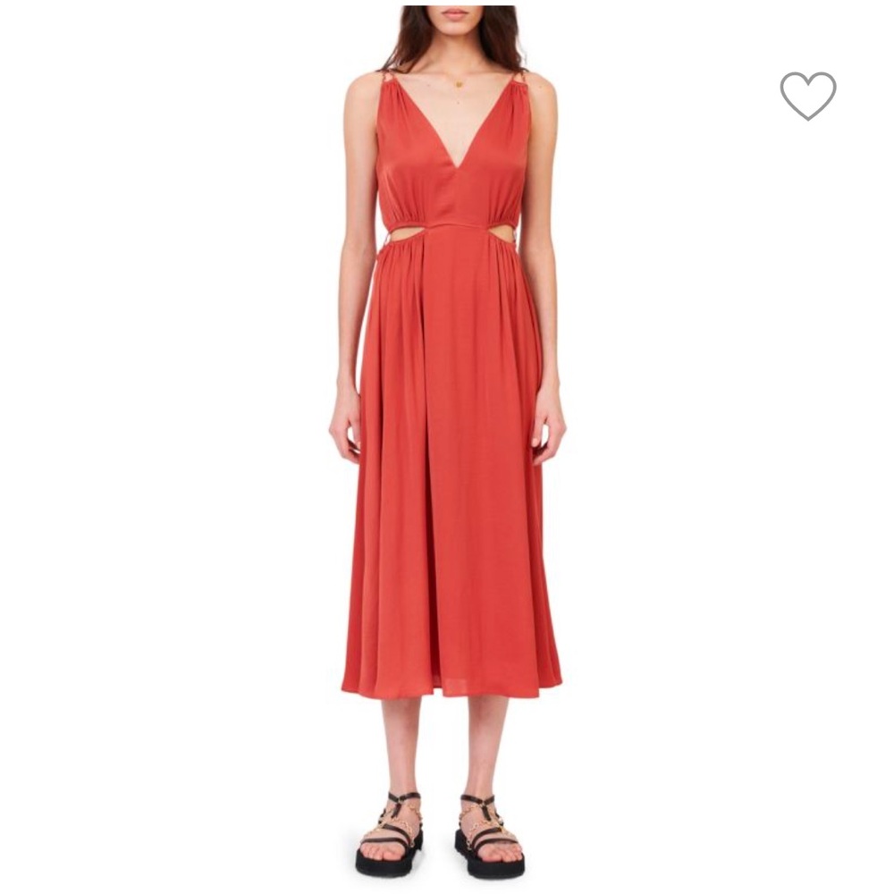 MAJE Rune Side Cutout Dress - Rust- Size 34 / Small